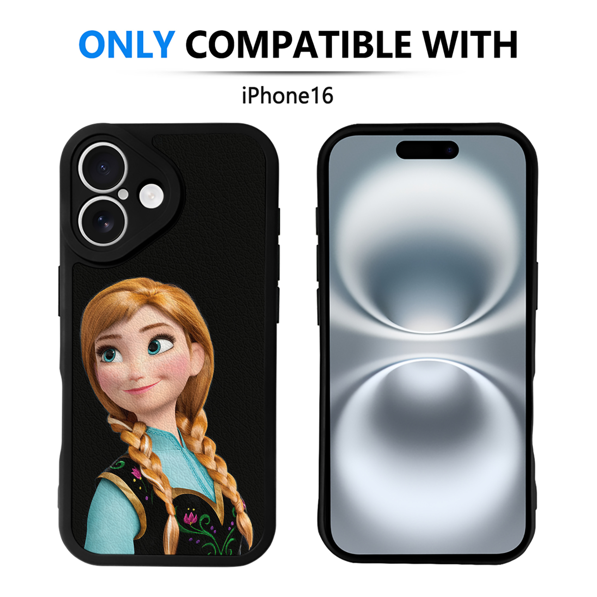 （画像用） アナと雪の女王 アンナ エルサ Frozen Anna Elsa 【iPhone 16シリーズ対応】シリコンスマホケース（レザー調） 材質：シリコン